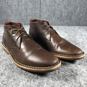 Steve Madden Boots Mens Size 10 Dark Brown Leather Heston Chukka Lace Up 983